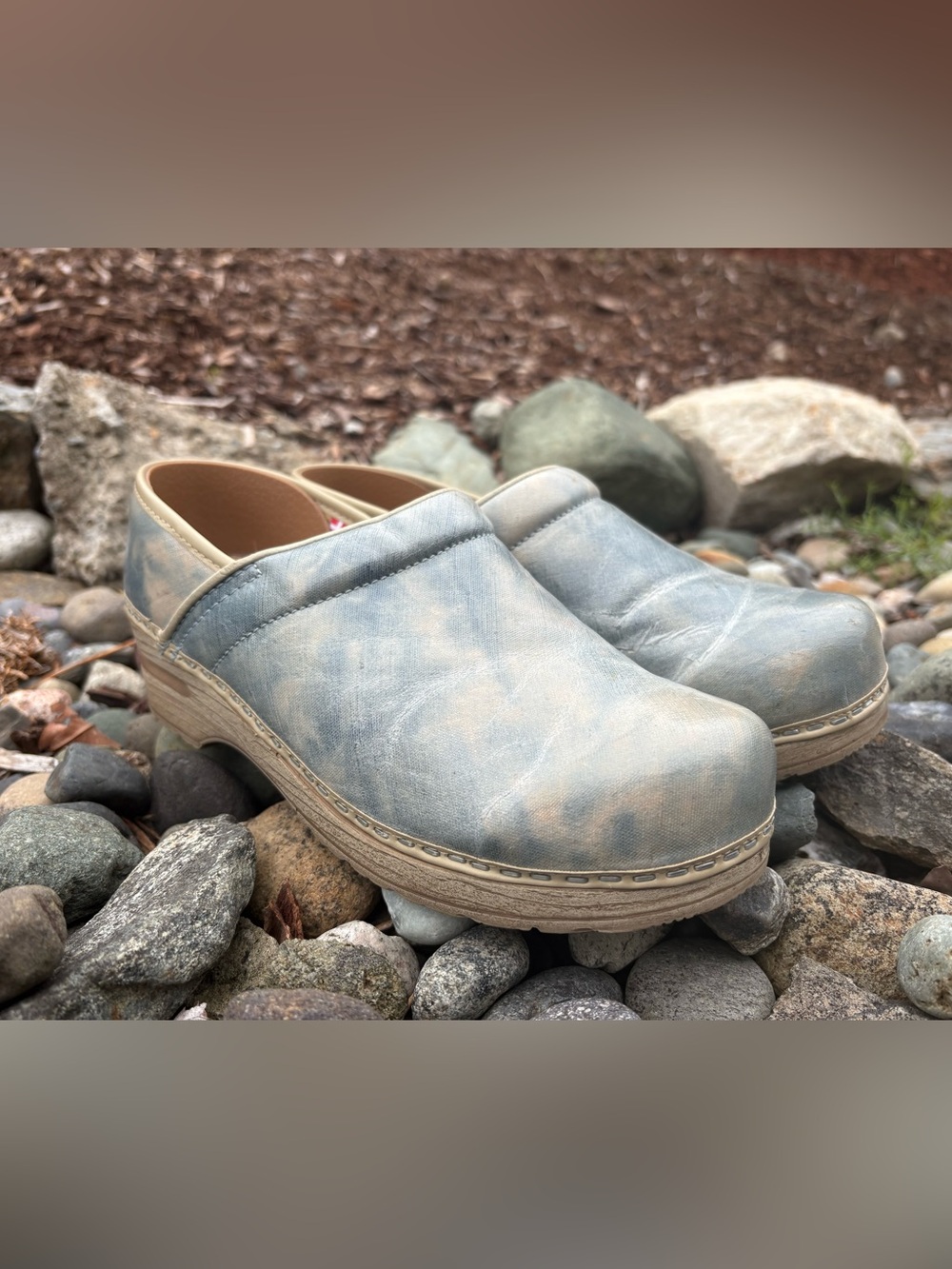 Sanita Women's Light Blue Tie-Dye Slip-On Clogs 38 / 7